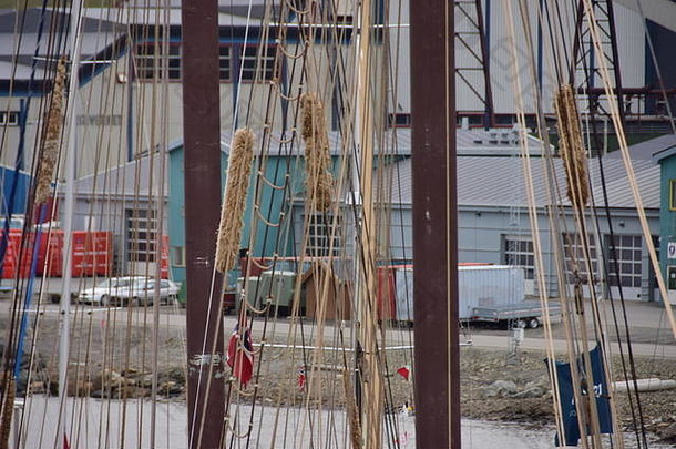 朗伊尔城斯皮茨卑尔根斯瓦尔巴特群岛挪威北极港口港口码头旋转巡航货物行业商务