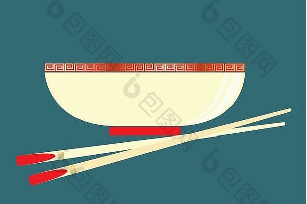 中国人碗颜色筷子孤立的