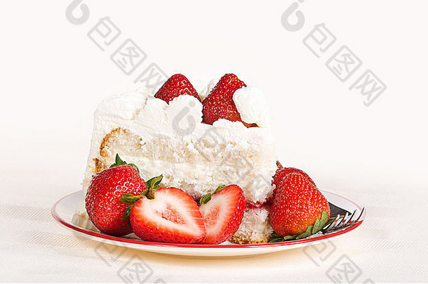 片自制的草莓生奶油蛋糕草莓板