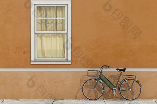 房子双挂窗口自行车呈现