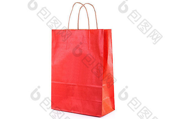 红色的纸购物袋孤立的白色购物概念