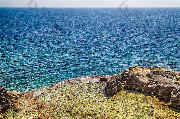 岩石体系结构海岸salento爱奥尼亚海意大利圣诞老人分配Terme莱切阿普利亚