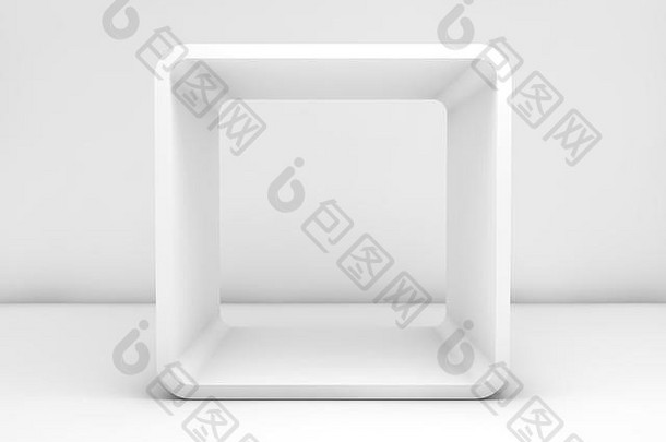 摘要白色空室内当代设计房间倒角盒子框架插图