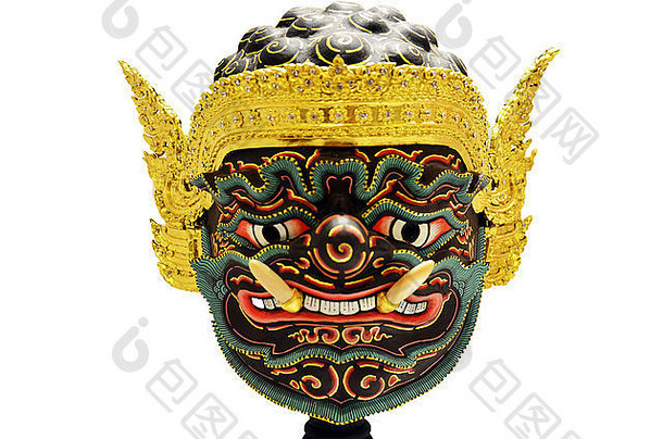 孔头巨大的演员面具种类泰国戏剧泰国文化显示