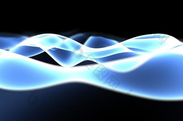 光滑的发光的蓝色的等离子体波摘要背景深度场插图