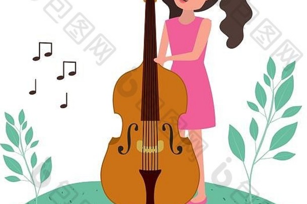 女人小提琴景观化身字符