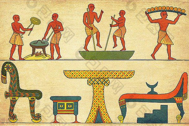 古董埃及图示描述房子家具艺术烘焙