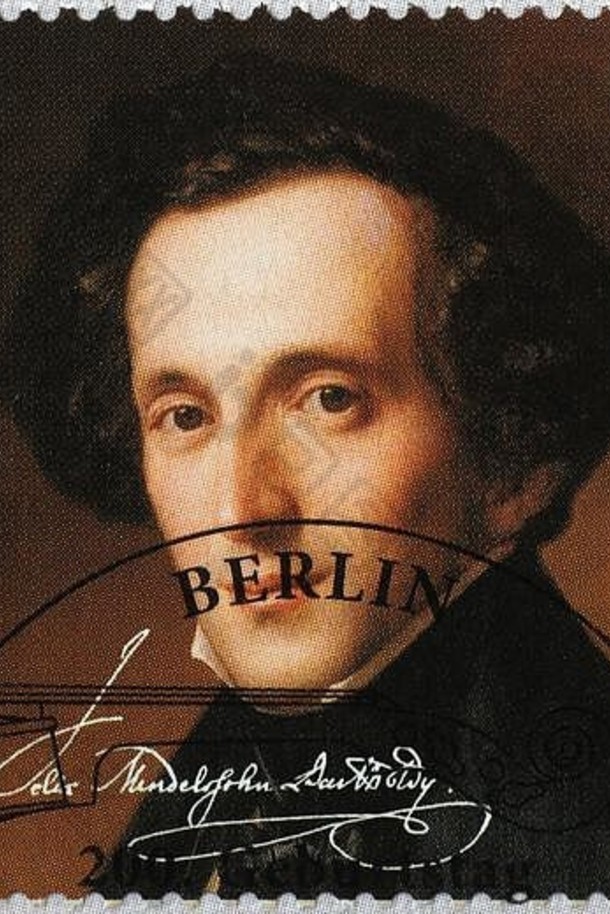 肖像费利克斯门德尔松巴尔托迪德国邮资邮票