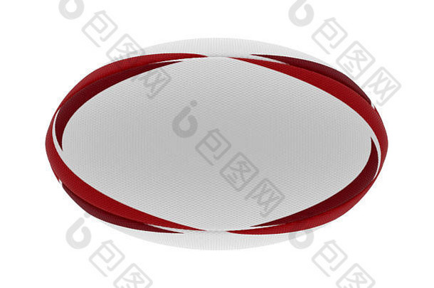 白色变形橄榄球球栗色红色的印刷设计元素孤立的白色背景渲染