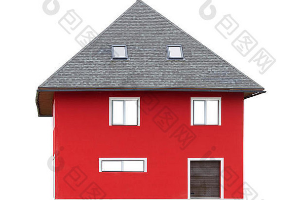 自然红色的房子孤立的白色表面
