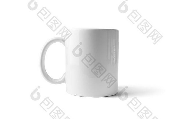 白色陶瓷杯杯子咖啡茶孤立的白色背景剪裁路径