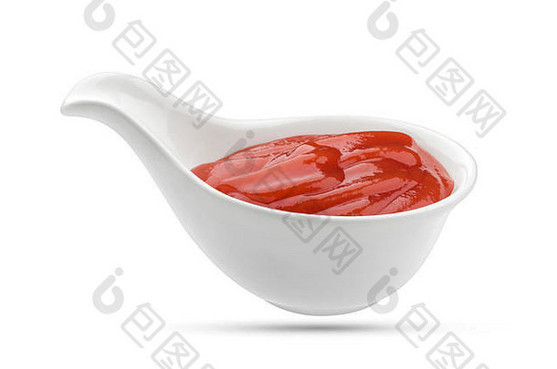 番茄酱碗孤立的白色
