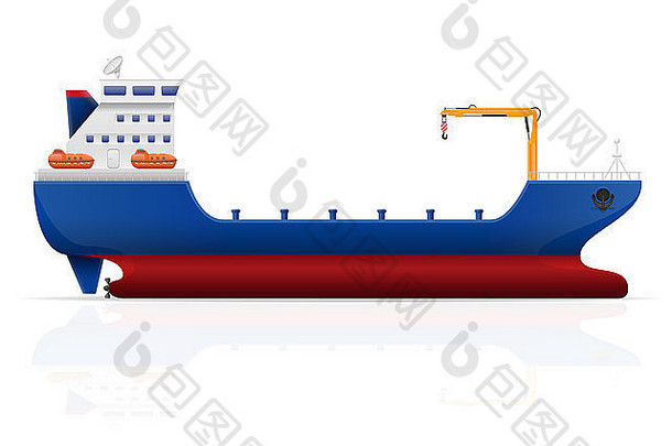 航海货物船插图孤立的白色背景