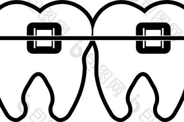 摩尔牙齿牙套牙科图标图像