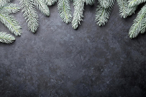 圣诞节背景冷杉树石头纹理复制空间文本
