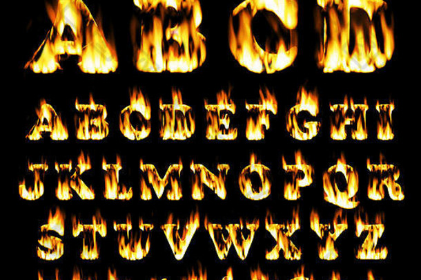 火字体。字母火焰