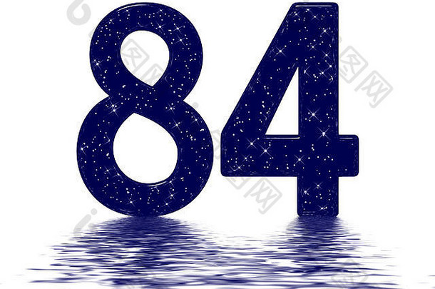 数字八十明星天空纹理模仿反映了水表面孤立的白色渲染