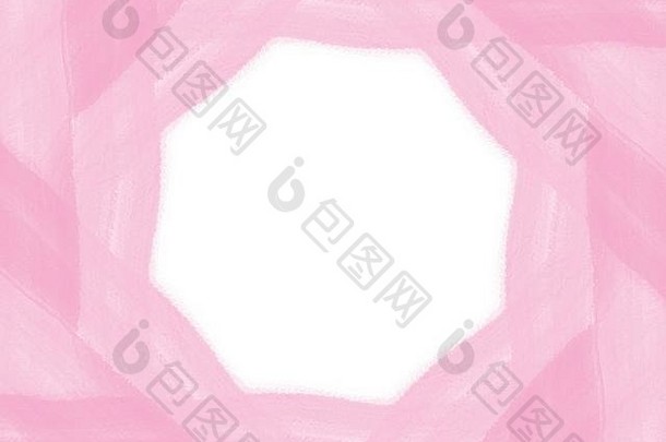 粉红色的手画的平方水彩大胆的刷中风框架边境模式八角形的中心
