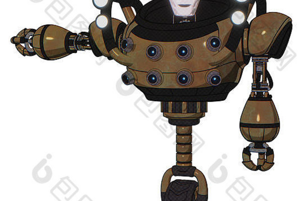 机器人元素人形脸面具重上胸部胸部能源套接字肩膀头灯独轮脚踏车轮材料铜