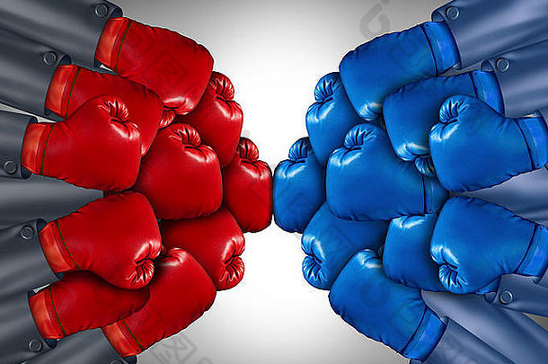 集团竞争准备好了biusiness<strong>战</strong>斗网络企业人穿红色的蓝色的拳击手套竞争开放市场策略规划<strong>赢</strong>得