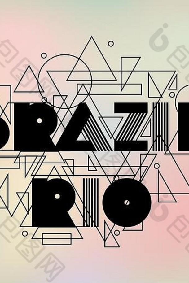 巴西里约摘要几何风格设计打印t恤旅游宣传册广告横幅