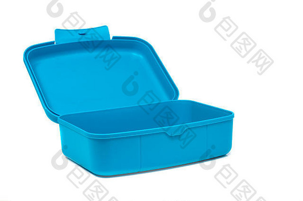 蓝色的午餐盒孤立的白色