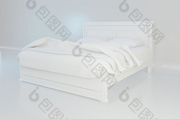 床上软白色枕头呈现