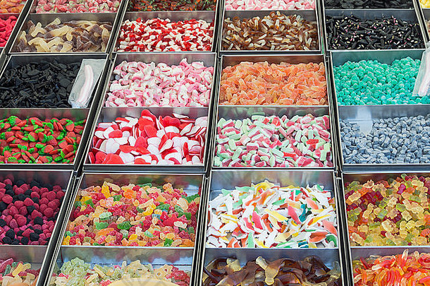 糖果彩色的暴露美味的美味的彩色的糖果