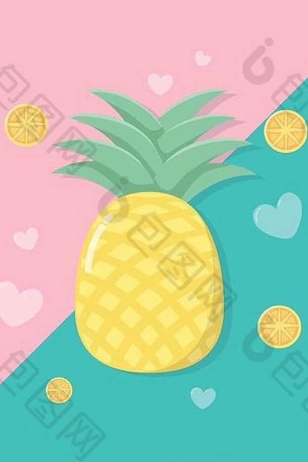 新鲜的菠萝橙色fruitsvector插图设计