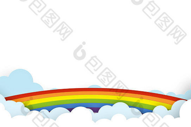 摘要卡哇伊色彩斑斓的天空彩虹背景软梯度柔和的漫画图形概念孩子们幼儿园演讲