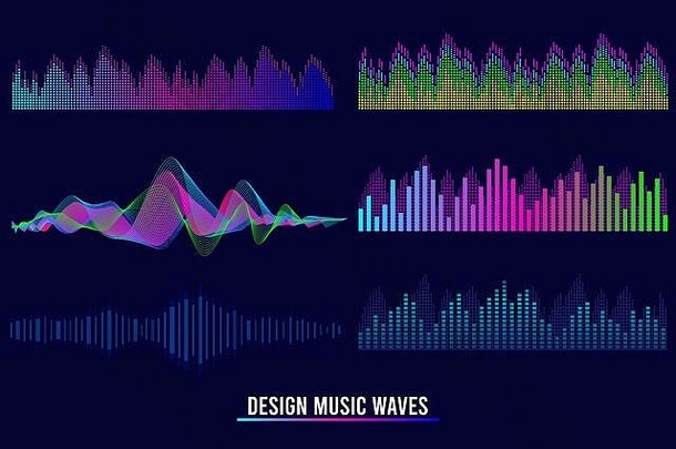 摘要音乐波背景摘要声音波设计均衡器音乐秀翼声音波音乐波插图色彩斑斓的声音