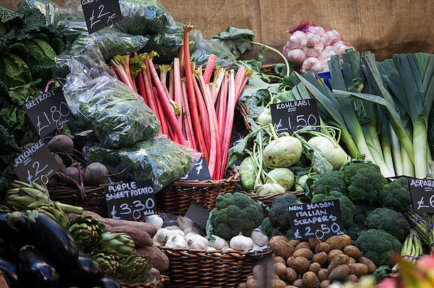 伦敦英格兰12月类型蔬菜区市场伦敦