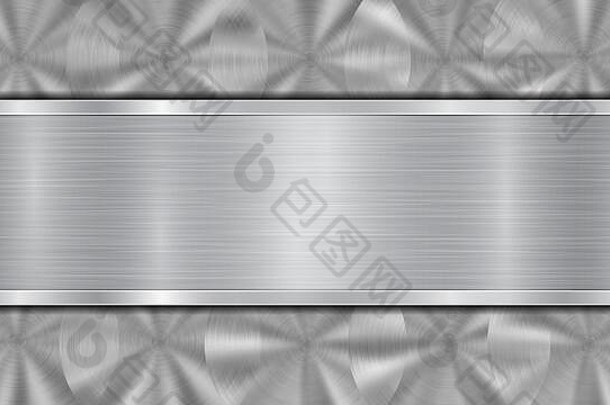 背景银灰色的颜色组成闪亮的金属表面水平抛光板位于集中金属纹理
