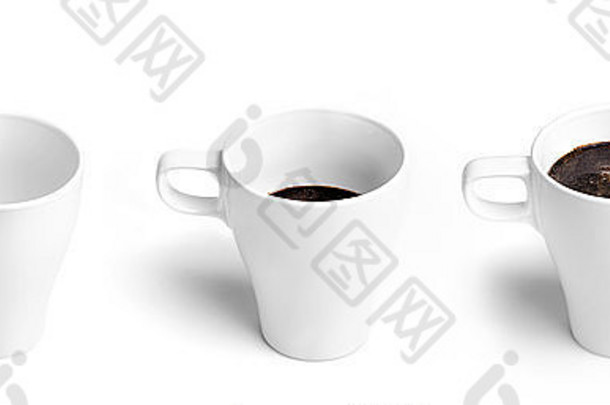杯<strong>咖啡</strong>空半满完整的孤立的白色背景