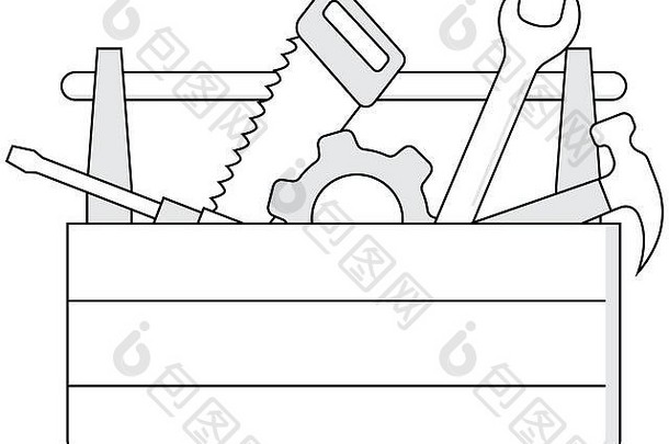 工具盒子平行图标包括锤齿轮扳手螺丝刀