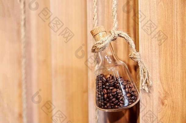 咖啡豆子小玻璃瓶软木塞暂停苦难的根源