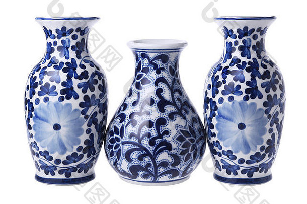 中国人瓷花瓶白色背景
