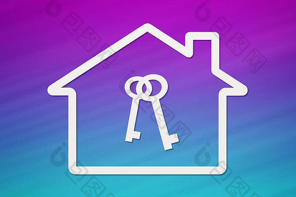 纸房子键内部色彩斑斓的背景住房家庭概念摘要概念上的图像