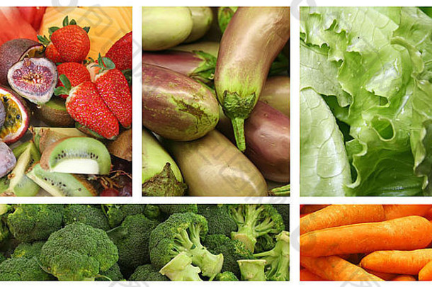 水果蔬菜各种选择拼贴画