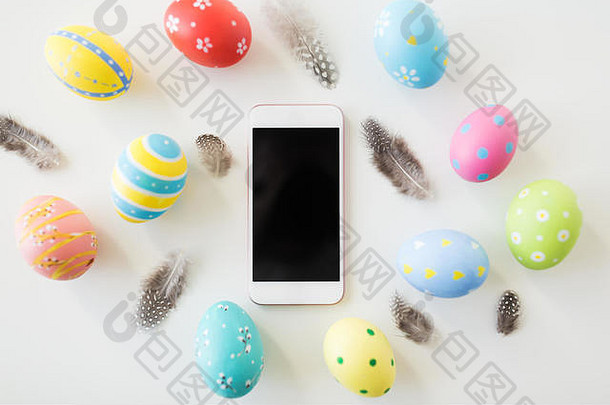 智能手机复活节鸡蛋鹌鹑羽毛