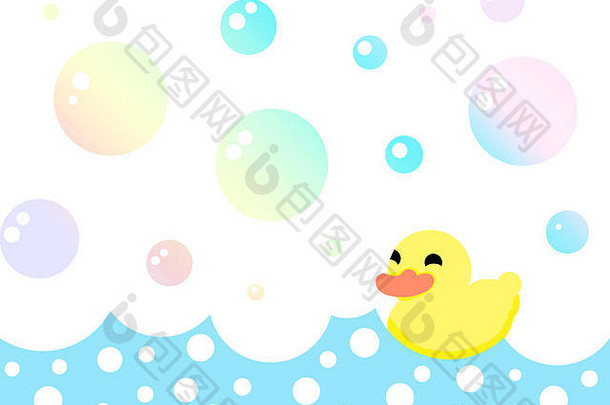 黄色的鸭浴泡沫插图