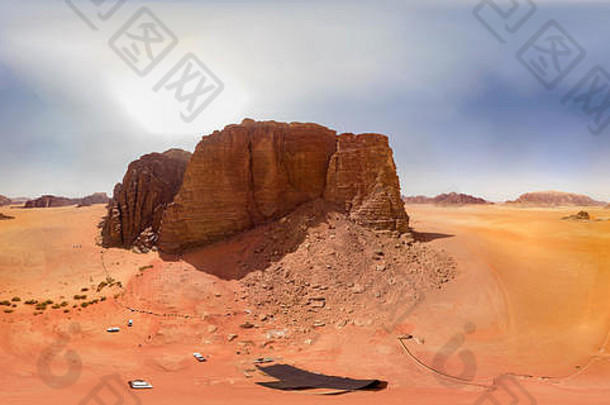 度全景巨大的庞然大物沙漠Wadi空间约旦捕获无人机飞行
