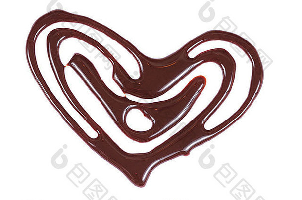棕色（的）巧克力心孤立的白色背景
