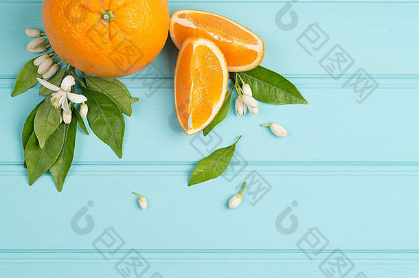 柑橘类新鲜的水果木表格背景