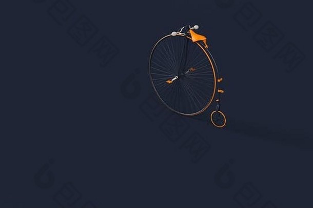 一分钱法新自行车蓝色的橙色白色插图渲染