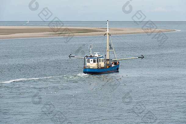 钓鱼船wadden海岛弗利兰北荷兰