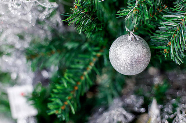圣诞节一年假期背景圣诞节球银金圣诞节球圣诞节树