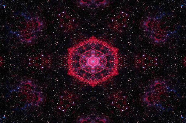 摘要色彩斑斓的闪亮的催眠概念对称的模式观赏装饰万花筒运动几何圆明星形状