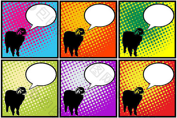 羊流行艺术表示羊演讲泡沫