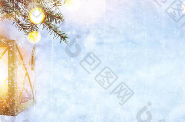 雪圣诞节树假期光蓝色的冬天背景圣诞节作文复制空间文本